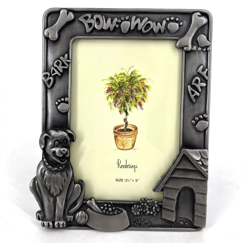Dog Theme Frame Metal Picture Frame by Renderings Bone Puppy Bark 3.5
